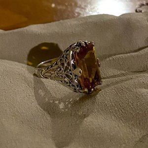 ❤️10CT Citrine 925 Solid Sterling Silver Ring❤️